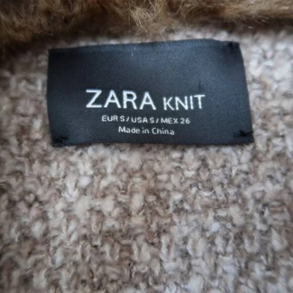 Zara Knit Long Knit Marled Faux Fur Coat.  SZ S - Picture 3 of 7